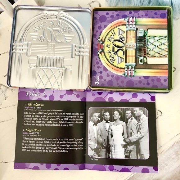 50s, Rock And Roll, Music CD, Tin Set Of 3 CDs, With‎ 23 Page Booklet Insert - Picture 10 of 13